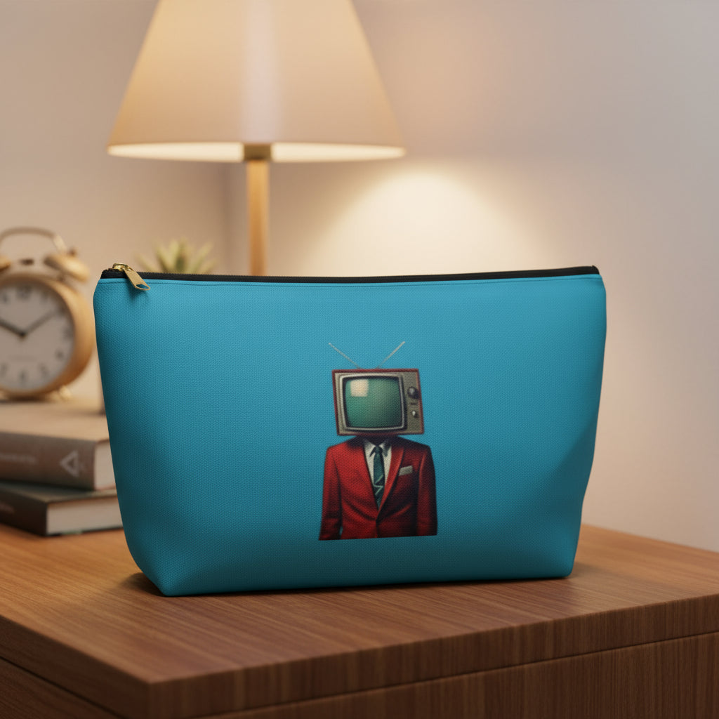 Retro TV Head Accessory Pouch - Stylish Makeup Bag for Creative Souls