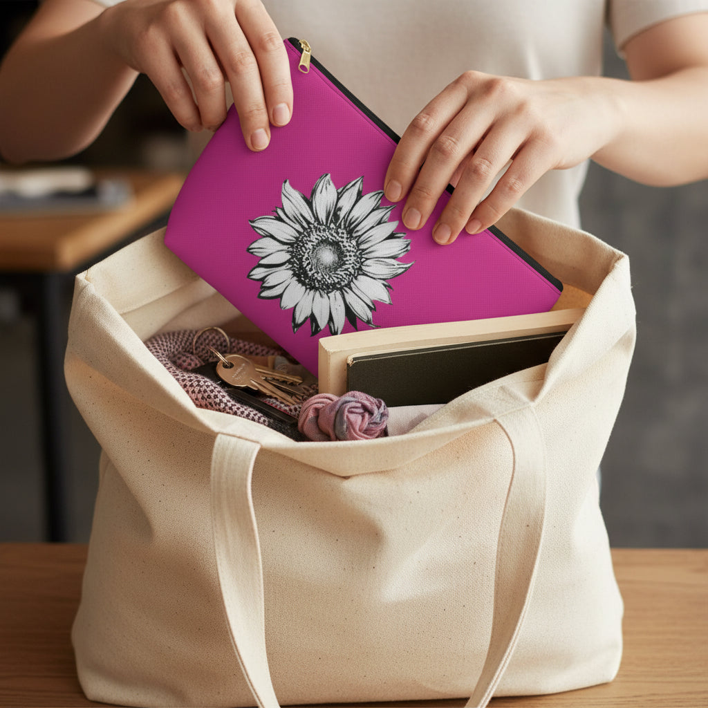 Floral Accessory Pouch - Sunflower Design