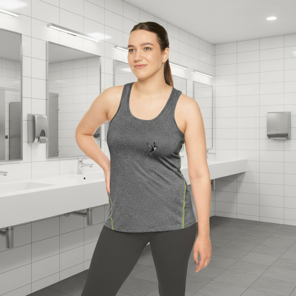 Stylish Women's Racerback Sports Top with Hummingbird Design