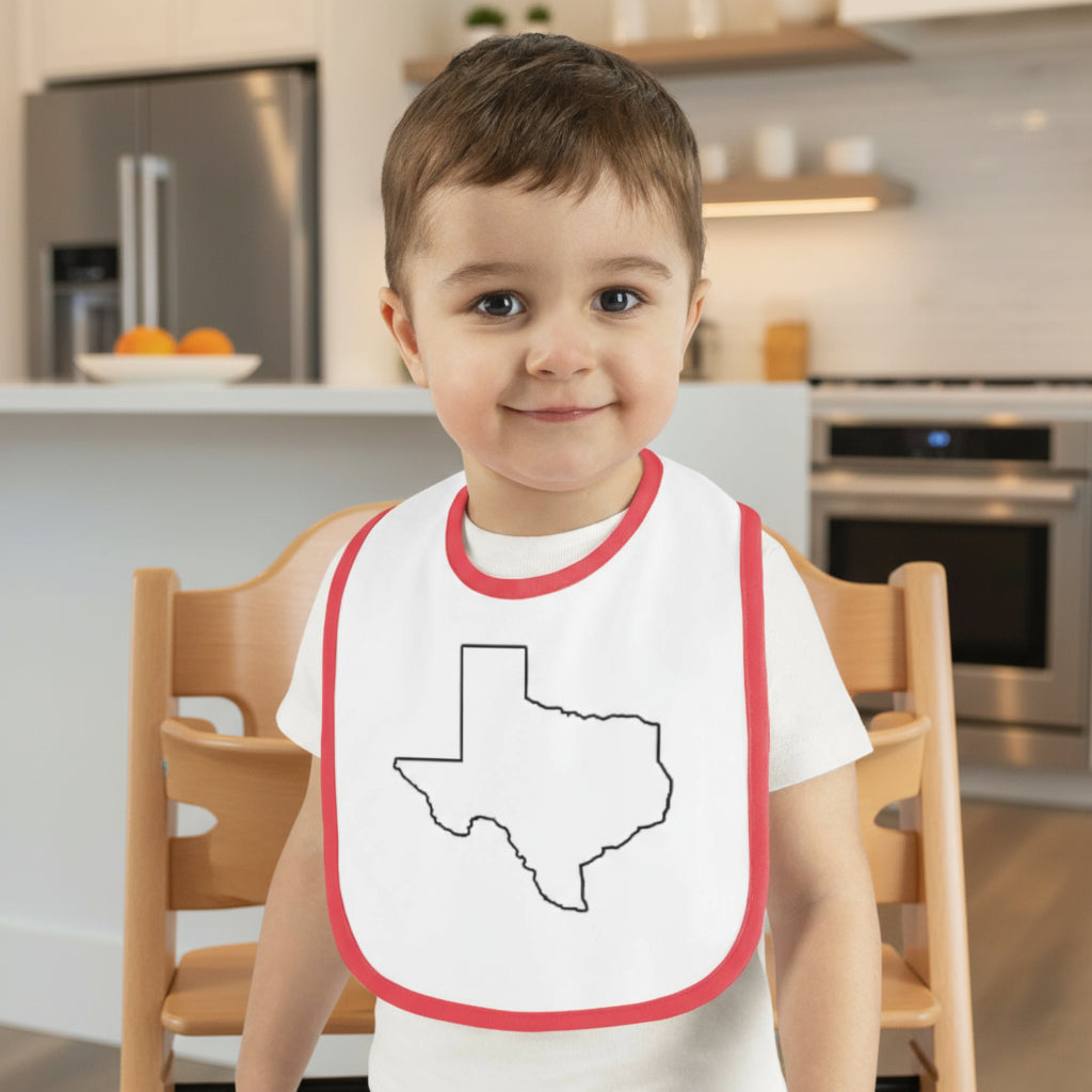Texas Shape Baby Bib - Stylish Contrast Trim Jersey for Little Cowboys & Cowgirls