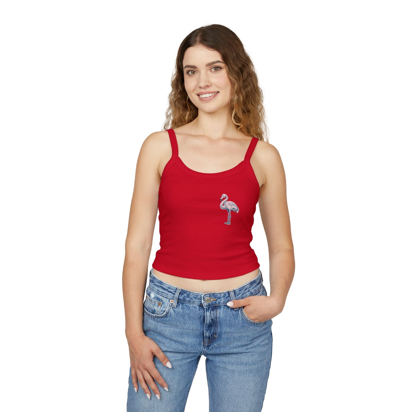 Chic Flamingo Graphic Spaghetti Strap Tank Top for Women