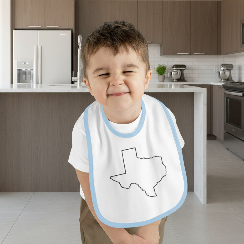 Texas Shape Baby Bib - Stylish Contrast Trim Jersey for Little Cowboys & Cowgirls