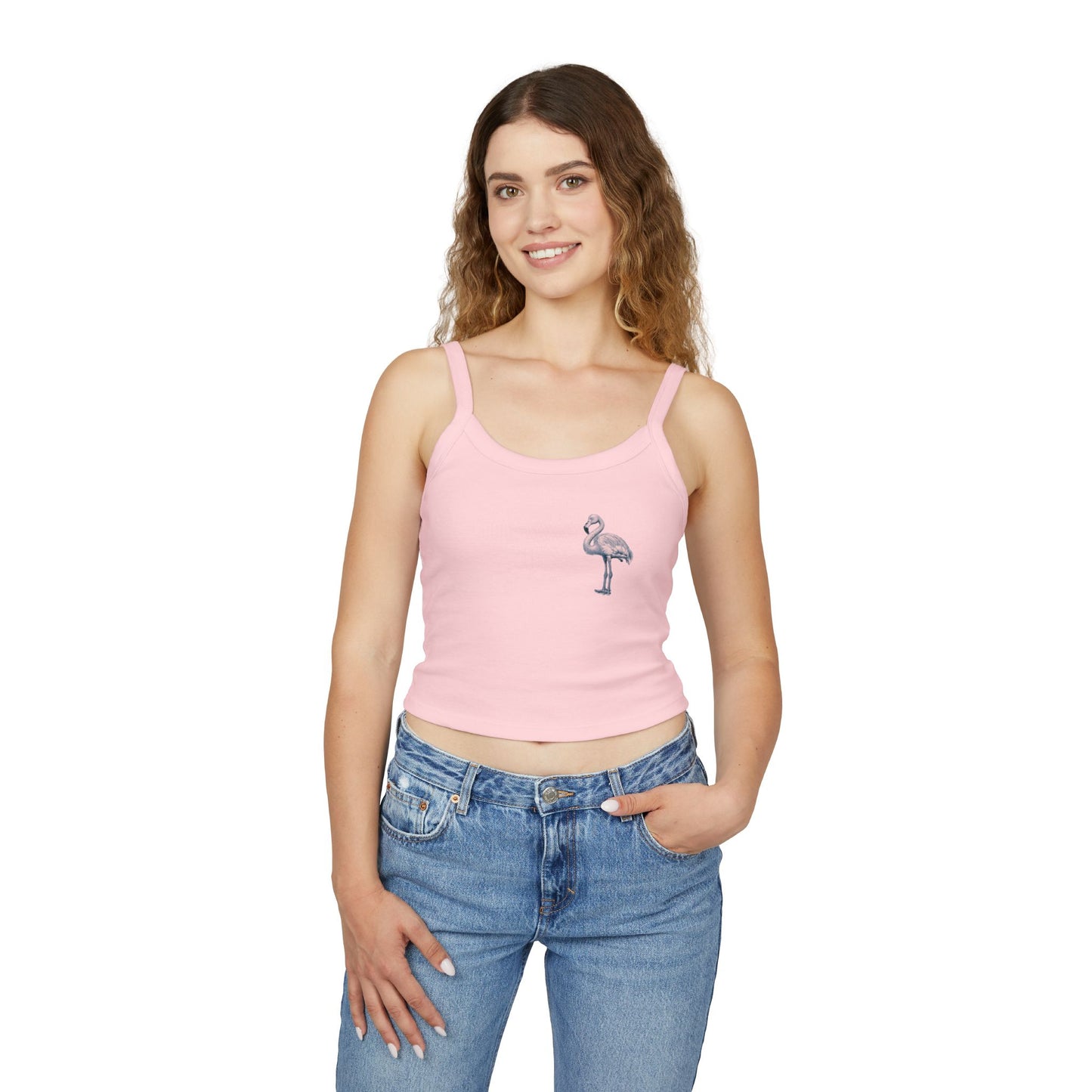 Chic Flamingo Graphic Spaghetti Strap Tank Top for Women