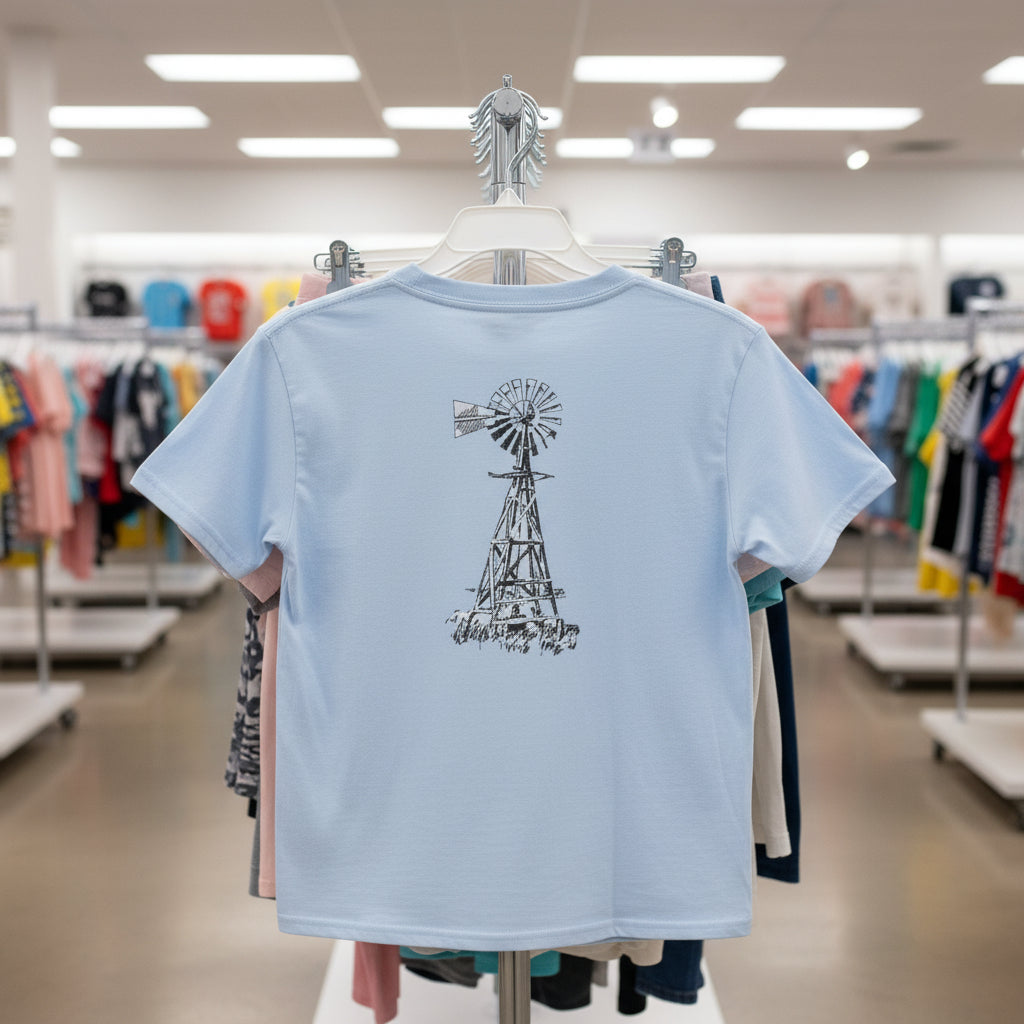 Kids Heavy Cotton™ Tee - Fun Gnome & Windmill Graphic Shirt for Outdoor Adventures
