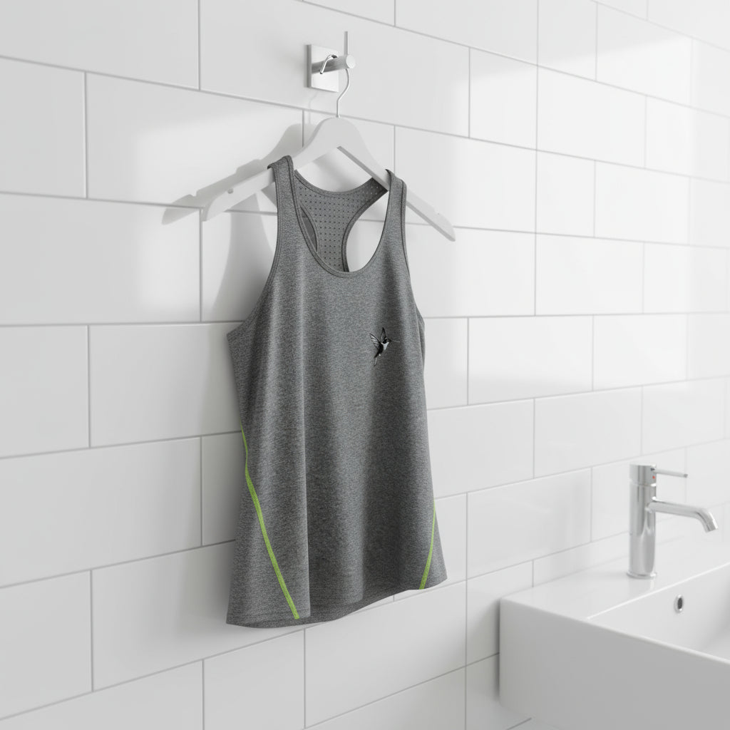 Stylish Women's Racerback Sports Top with Hummingbird Design