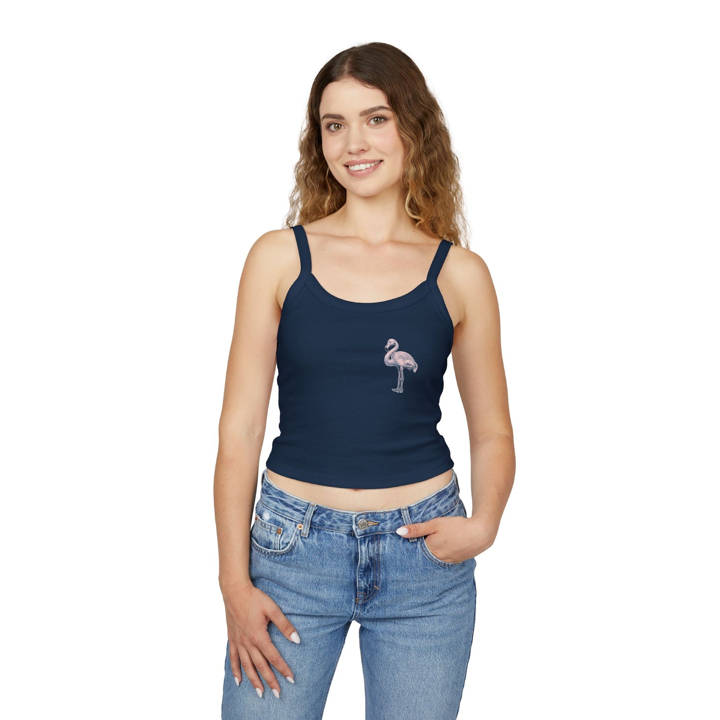Chic Flamingo Graphic Spaghetti Strap Tank Top for Women