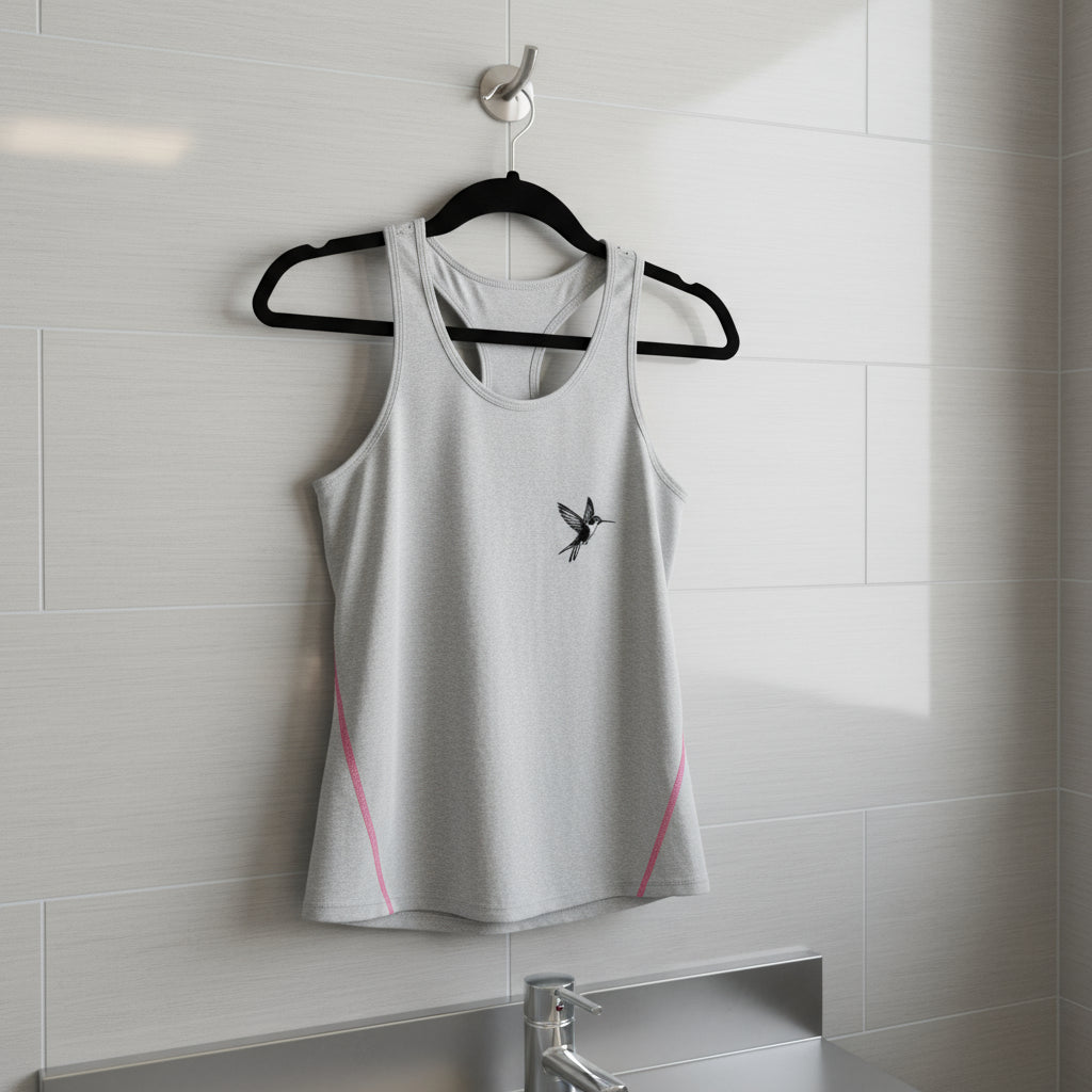 Stylish Women's Racerback Sports Top with Hummingbird Design