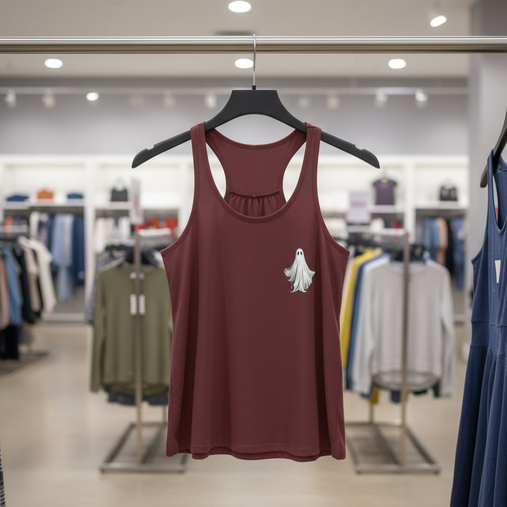 Cute Ghost Women's Flowy Racerback Tank - Perfect for Halloween
