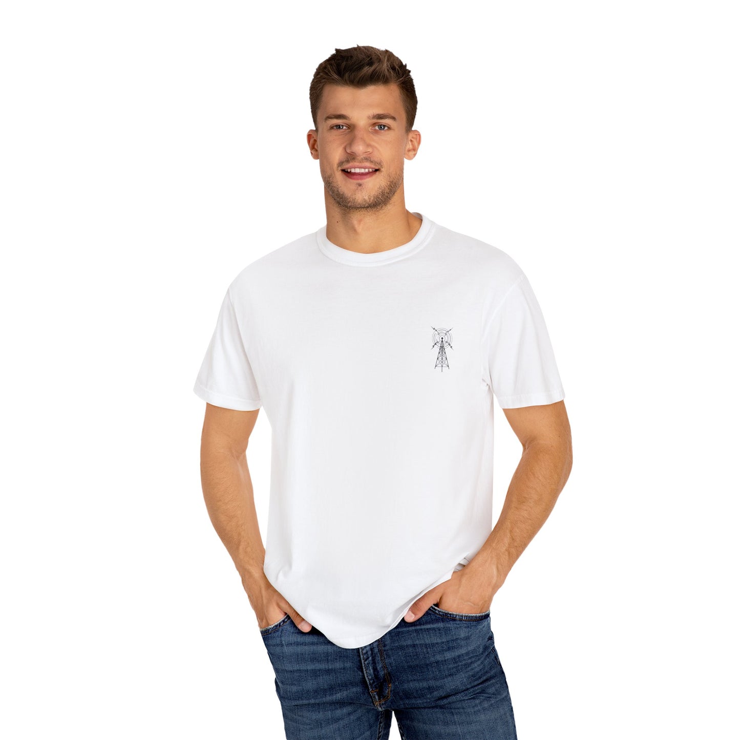 Unisex Garment-Dyed T-Shirt - Vintage TV Head Design