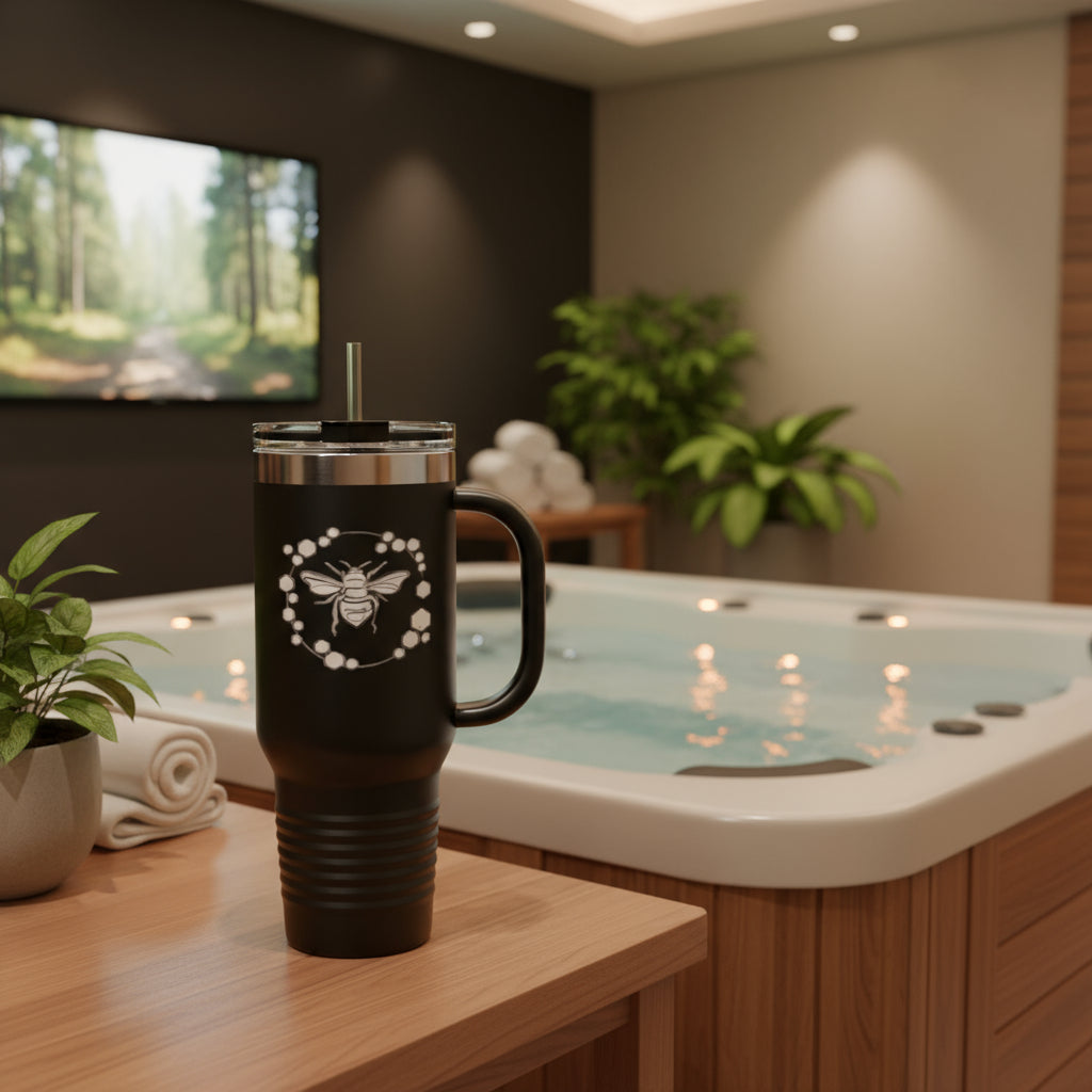 Eco-Friendly Insulated Travel Mug - 40oz Bee Design for On-the-Go Hydration
