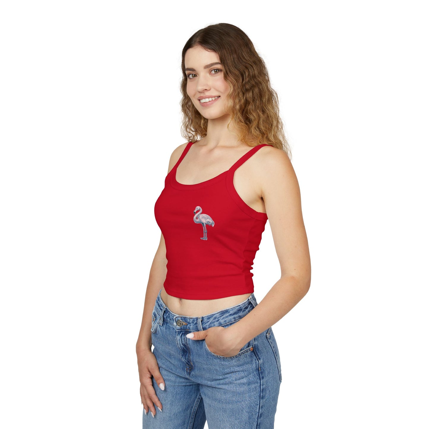 Chic Flamingo Graphic Spaghetti Strap Tank Top for Women