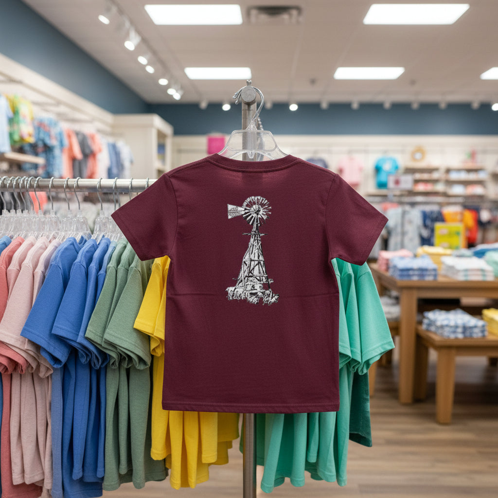 Kids Heavy Cotton™ Tee - Fun Gnome & Windmill Graphic Shirt for Outdoor Adventures