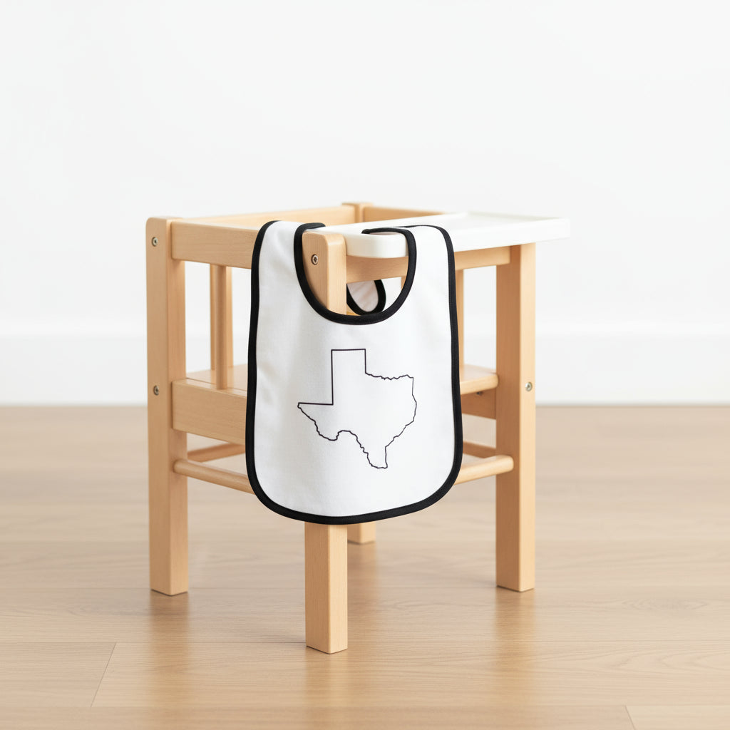Texas Shape Baby Bib - Stylish Contrast Trim Jersey for Little Cowboys & Cowgirls