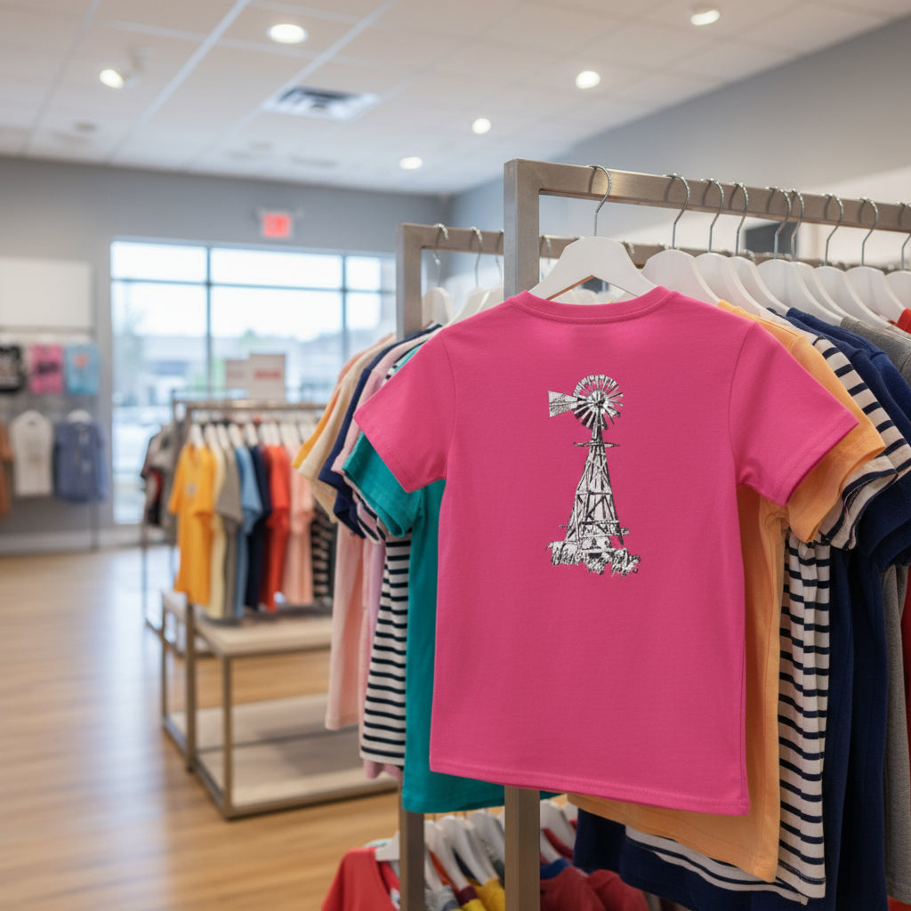 Kids Heavy Cotton™ Tee - Fun Gnome & Windmill Graphic Shirt for Outdoor Adventures