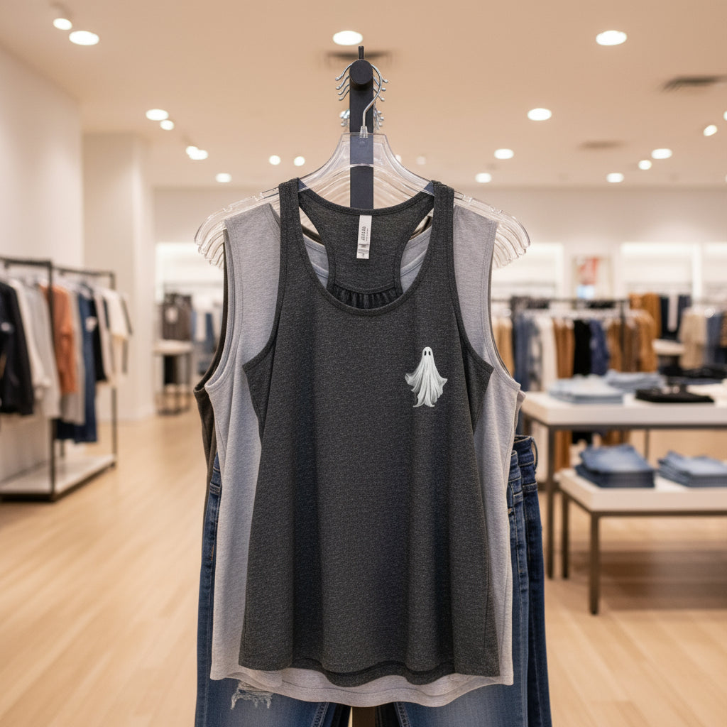 Cute Ghost Women's Flowy Racerback Tank - Perfect for Halloween