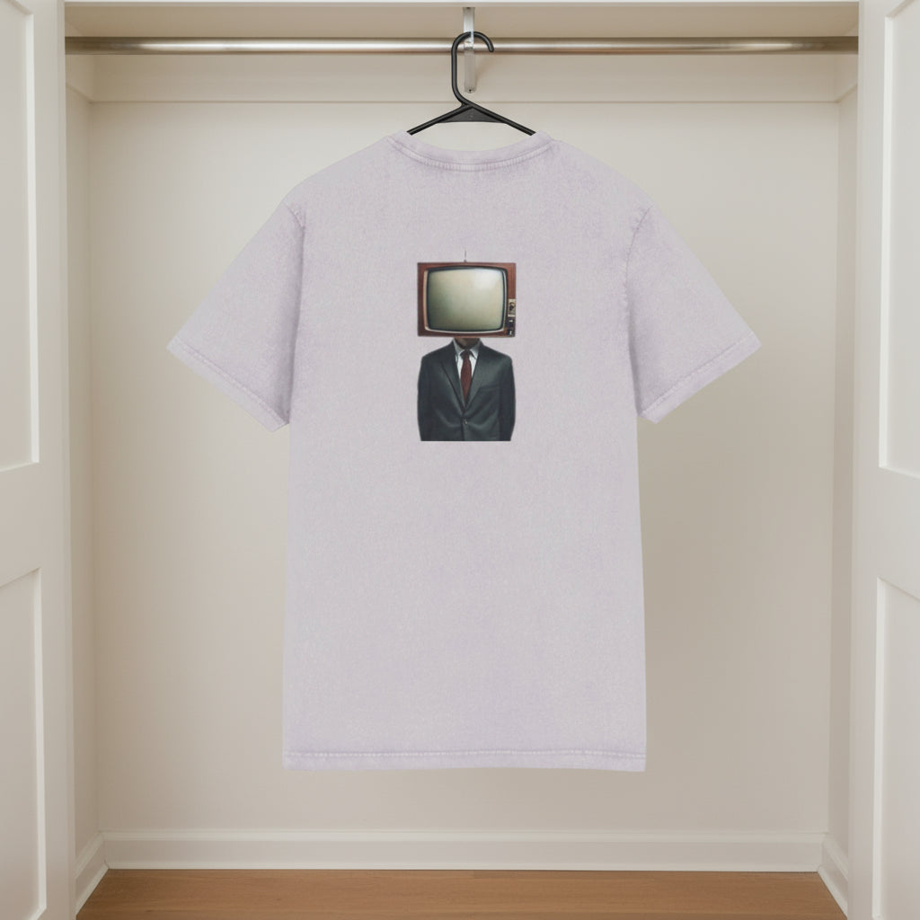 Acid Washed Graphic Tee with Vintage TV Design