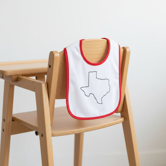 Texas Shape Baby Bib - Stylish Contrast Trim Jersey for Little Cowboys & Cowgirls