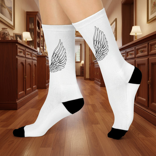 Wings Design Cushioned Crew Socks for Comfort and Style