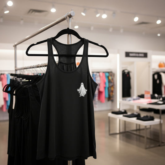 Cute Ghost Women's Flowy Racerback Tank - Perfect for Halloween